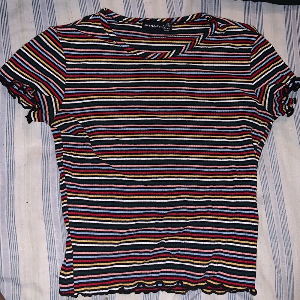 Cute Multicolored Stripped Cropped Top💕